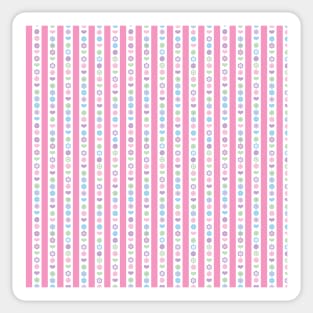 RETRO SCANDINAVIAN FLORAL STRIPES PINK Sticker